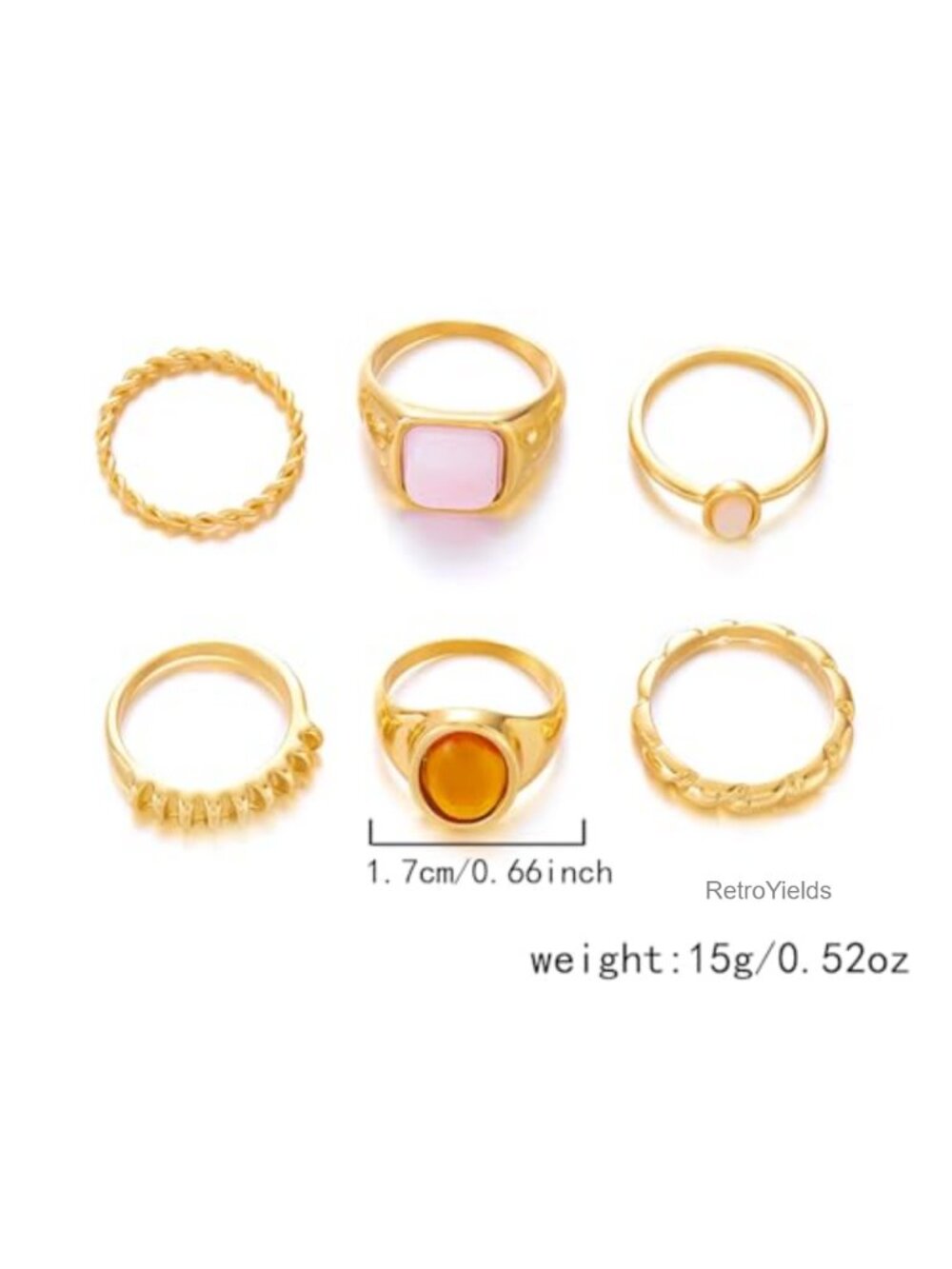 Chunky Stackable Open Band Rings Set Adjustable Statement Jewelry - Picture 4 of 6